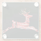 Candy Cape Reindeer on Black, お洒落 Christmas ガラスコースター (裏面)