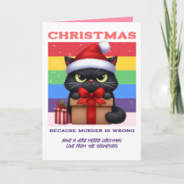 Candy Chaos Funny Cat Retro Christmas Photo シーズンカード