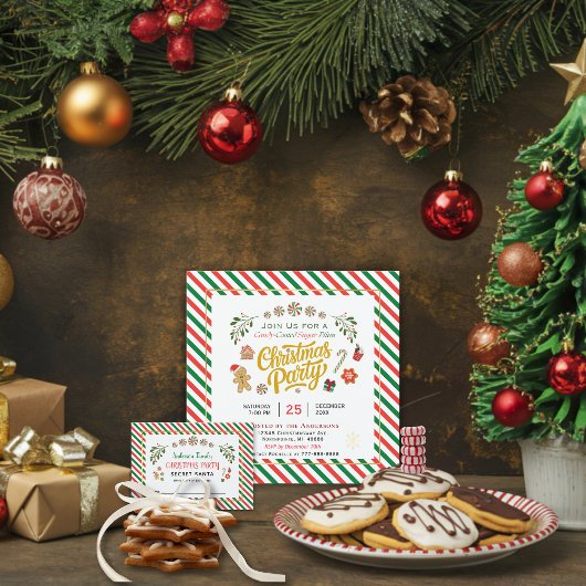 Candy Coated Sugar Plum Christmas Party Invitation 招待状