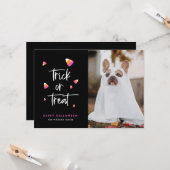 Candy Cornハロウィンフォトカードのトリックまたはトリートメント カード (正面/裏面インサイチュ)