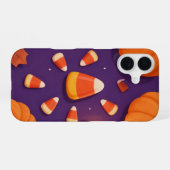 Candy Corn and Pumpkins Halloween Case iPhone 16ケース (裏面横)