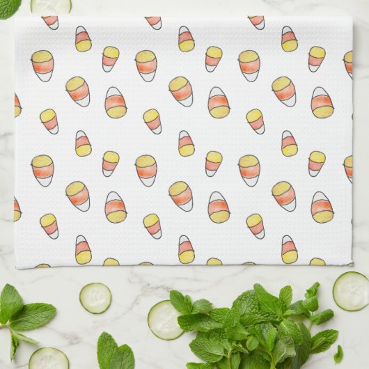 Candy Corn Fall autumn kitchen towel キッチンタオル (折り畳み)