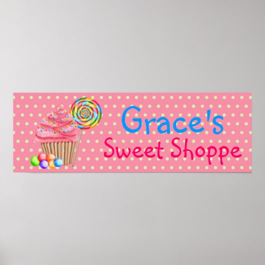 Candy Cupcakes Sweet Shoppe Banner Poster ポスター (正面)