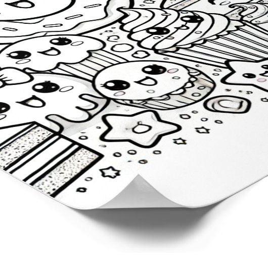 candy donuts cakes coloring page ポスター (角)