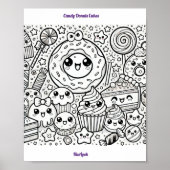 candy donuts cakes coloring page ポスター (正面)
