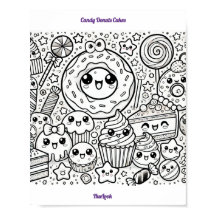 candy donuts cakes coloring page