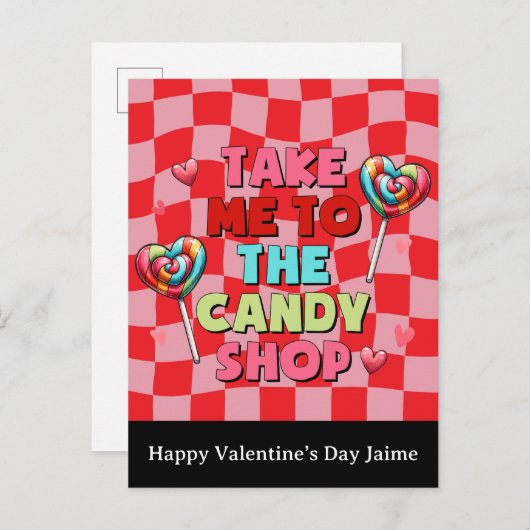 Candy Funny Valentines Day Postcard ポストカード (正面/裏面)