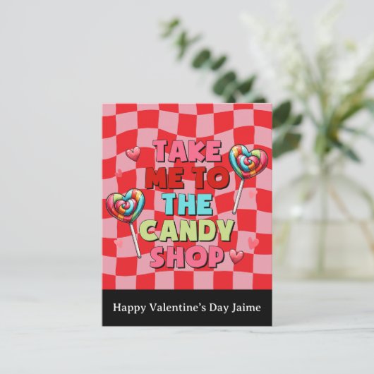 Candy Funny Valentines Day Postcard ポストカード (スタンド正面)