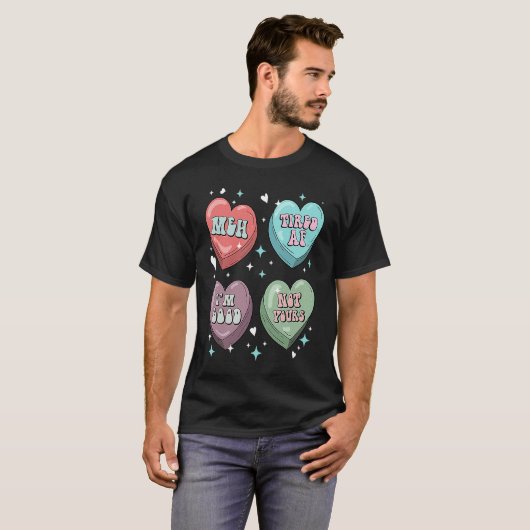 Candy Heart Galentines  Singles Anti Valentine's D Tシャツ (正面フル)