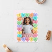 Candy Heart Kid Photo Valentine Card, Child School ノートカード (正面/裏面インサイチュ)