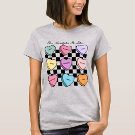 Candy Heart Valentine's Day Black Hair T-Shirt Tシャツ