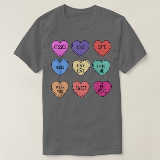 Candy Heart With Messages Cute Valentine's Day Gif Tシャツ (デザイン正面)