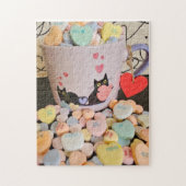 Candy Hearts with Cats Puzzle ジグソーパズル (縦)