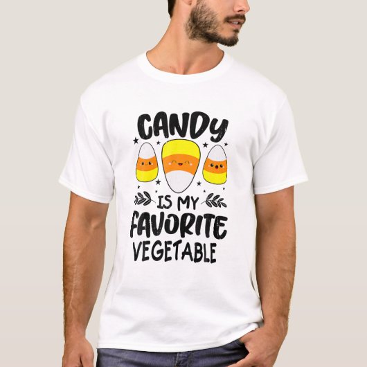 Candy Is My Favorite Vegetable Corn Candy Hallowee Tシャツ (正面)