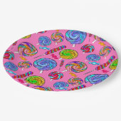 Candy Lollipop Fun Pink Rainbow ペーパープレート (アングル)