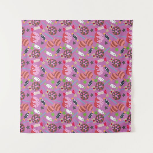 Candy pattern | Lollies pattern | lollipop 19 タペストリー (正面(横))