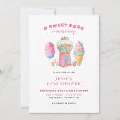 Candy Pink A Sweet Baby Shower is on the way 招待状 (正面)