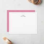Candy Pink Border Three Heart Stationery Note Card ノートカード (正面/裏面インサイチュ)