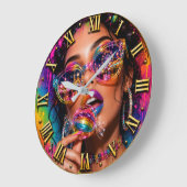 Candy Queen Fashion Pop Art Neon Candy ラージ壁時計 (傾斜)