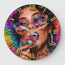 Candy Queen Fashion Pop Art Neon Candy ラージ壁時計