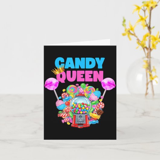 Candy Queen Shirt Funny Lollip Candy Lover Humor カード (黄色い花)