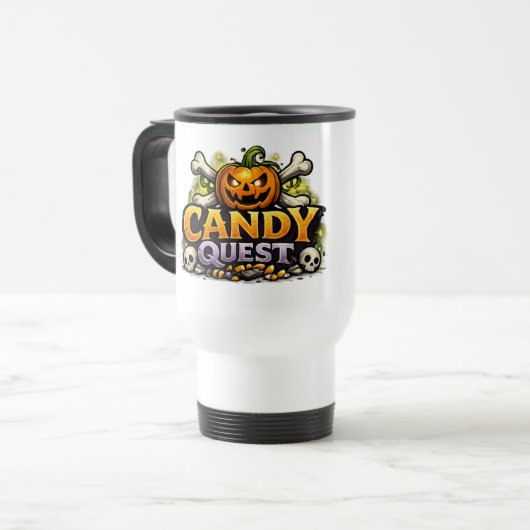 Candy Questアプリの「ノック」ロゴ入りターマグ トラベルマグ (正面左)