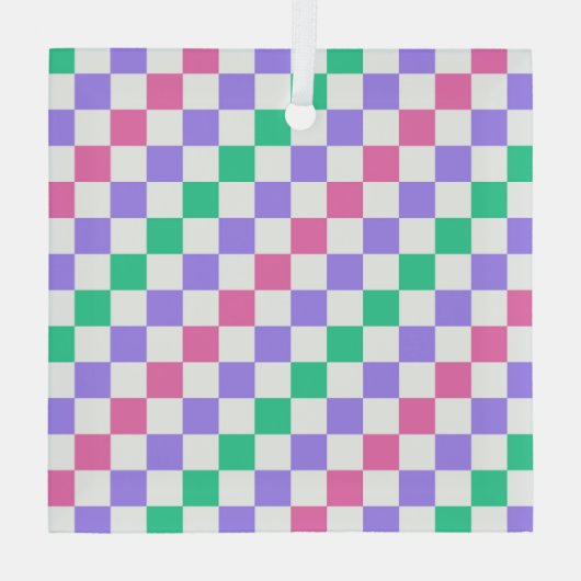 Candy shop diagonal checkerboard pattern ガラスオーナメント (裏面)