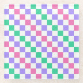 Candy shop diagonal checkerboard pattern ガラスコースター (正面)