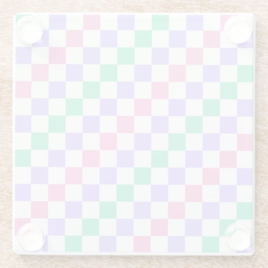 Candy shop diagonal checkerboard pattern ガラスコースター (裏面)