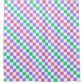 Candy shop diagonal checkerboard pattern シャワーカーテン (正面)