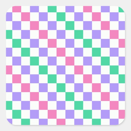 Candy shop diagonal checkerboard pattern スクエアシール (正面)