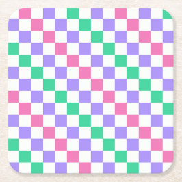 Candy shop diagonal checkerboard pattern スクエアペーパーコースター