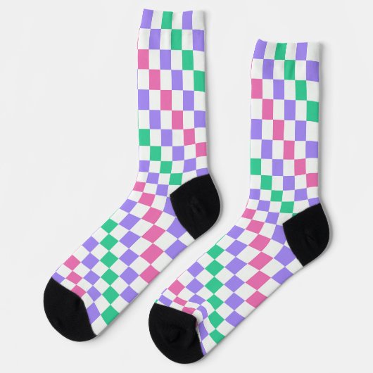 Candy shop diagonal checkerboard pattern ソックス (左)