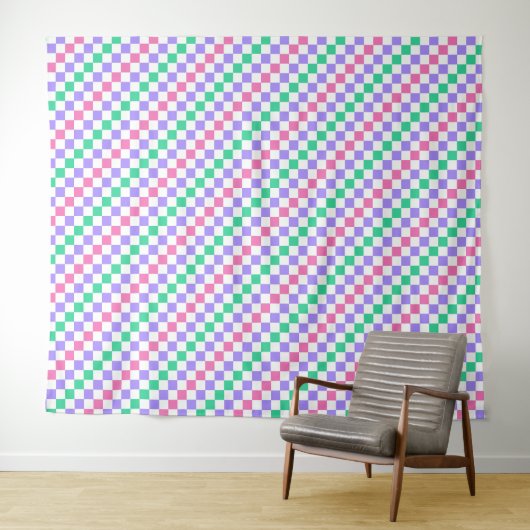 Candy shop diagonal checkerboard pattern タペストリー (インサイチュ(横))