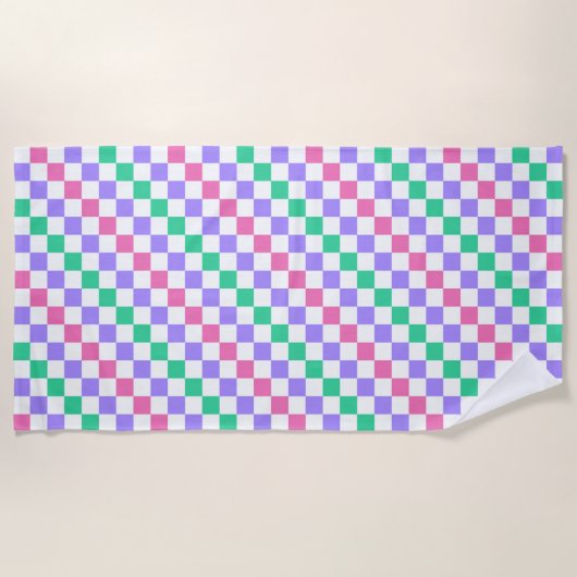 Candy shop diagonal checkerboard pattern ビーチタオル (正面)