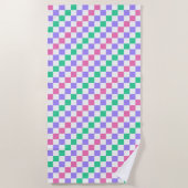 Candy shop diagonal checkerboard pattern ビーチタオル (正面)