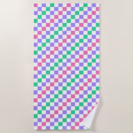 Candy shop diagonal checkerboard pattern ビーチタオル