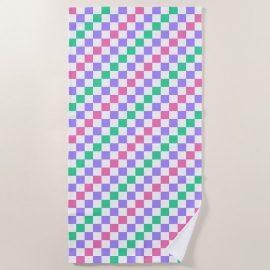 Candy shop diagonal checkerboard pattern ビーチタオル (正面)