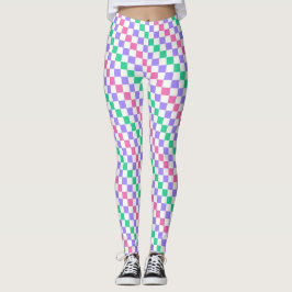 Candy shop diagonal checkerboard pattern レギンス