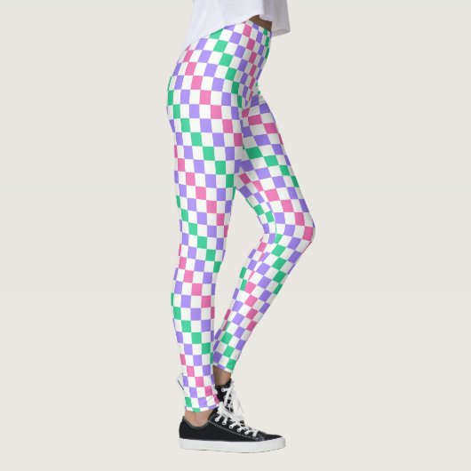 Candy shop diagonal checkerboard pattern レギンス (右)