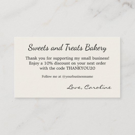 Candy Small Business Thank You 名刺 (裏面)