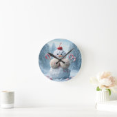 Candy Snowman Wall Clock - Fun Winter Wonderland D ラウンド壁時計 (ホーム)