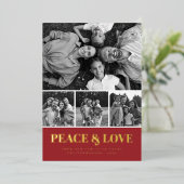 Candy Stripe Peace & Love Photo Collage 箔シーズンカード (立ち正面)