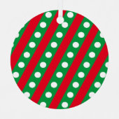 Candy Stripe & Polka Dot Metal Christmas Ornament  メタルオーナメント (正面)