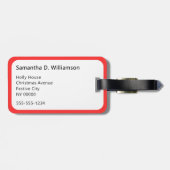 Candy Stripe Red and White Monogrammed Christmas ラゲッジタグ (裏面横)