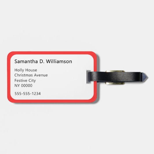 Candy Stripe Red and White Monogrammed Christmas ラゲッジタグ (裏面横)