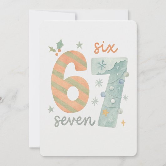 Candy Stripe & Snowflake 67 – Handmade Holiday Num 招待状 (正面)