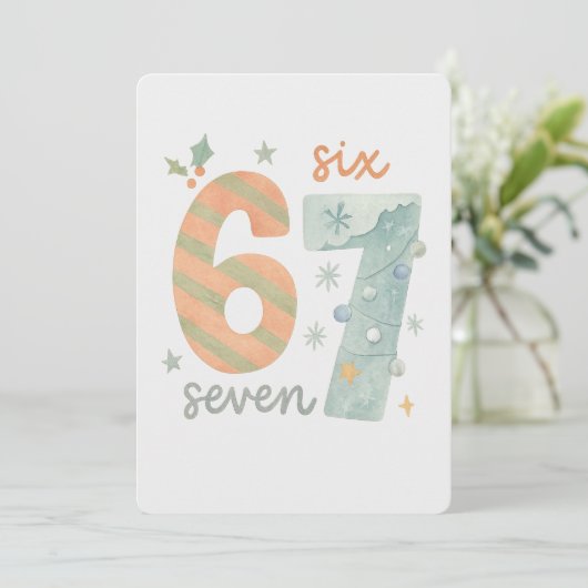 Candy Stripe & Snowflake 67 – Handmade Holiday Num 招待状 (スタンド正面)