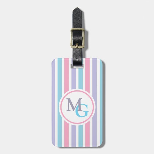 Candy Striped Monogrammed ラゲッジタグ (正面縦)