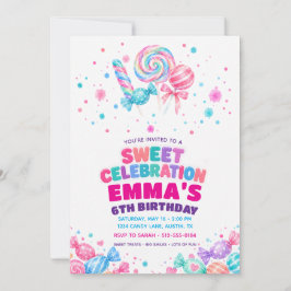 Candy Sweet Celebration Watercolor Birthday 招待状
